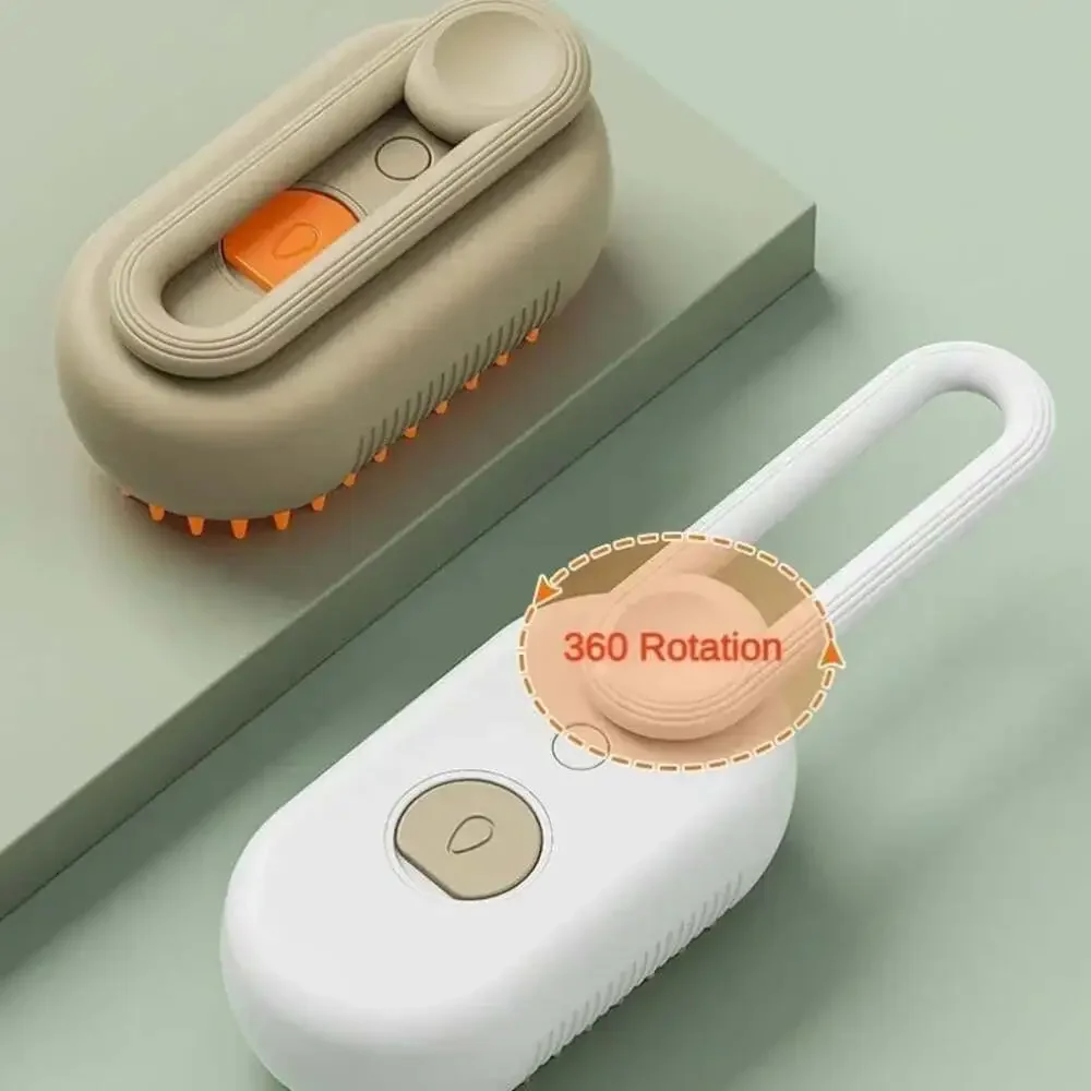 Cat Dog Pet Spray Massage Brush 3 in 1 One Button Steam Spray Folding Rotatable